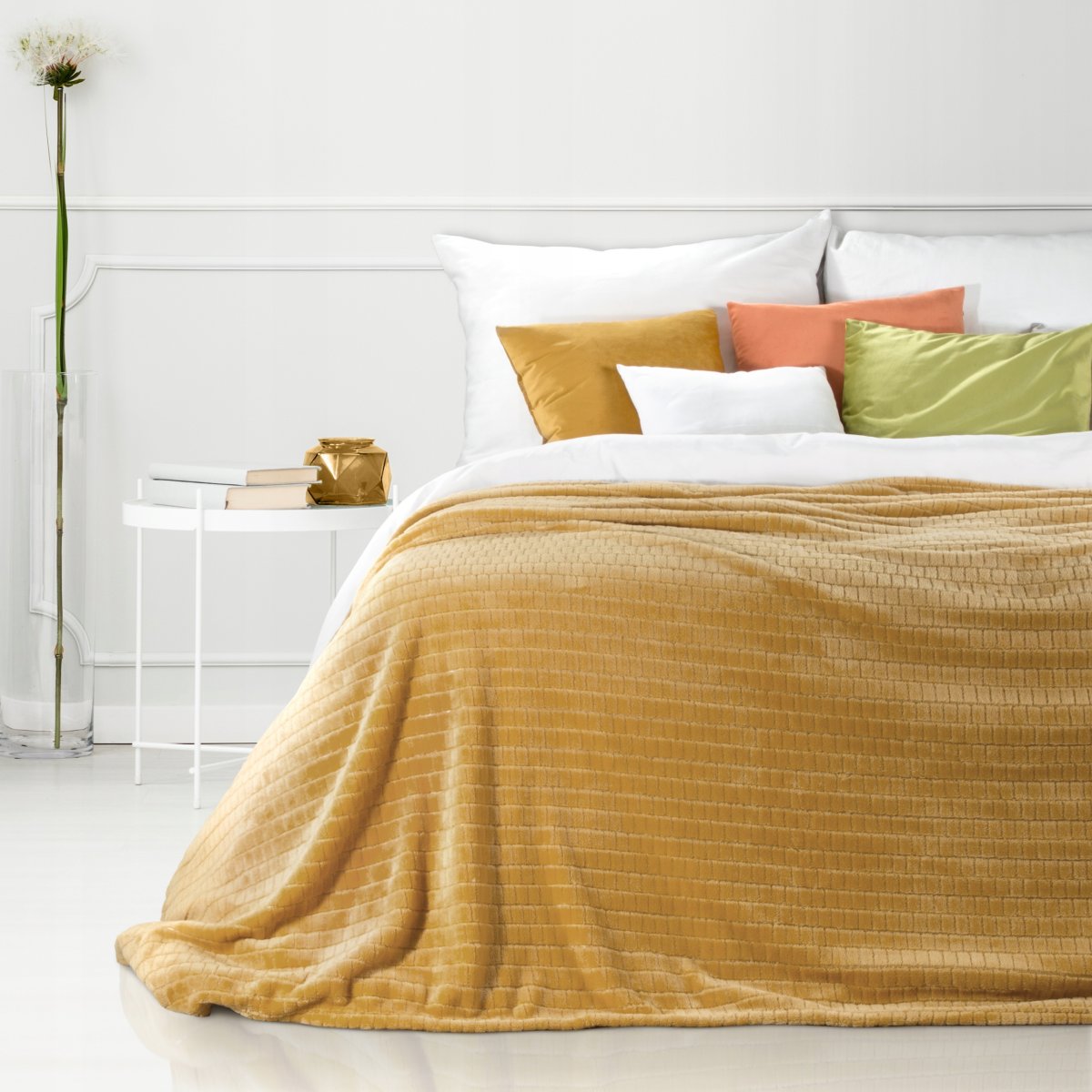 Плед крупной вязки желтый