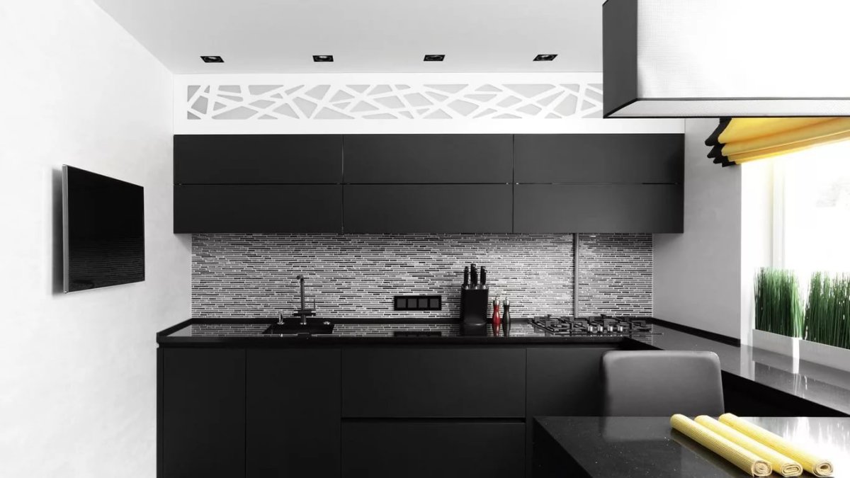 Черно белая кухня
