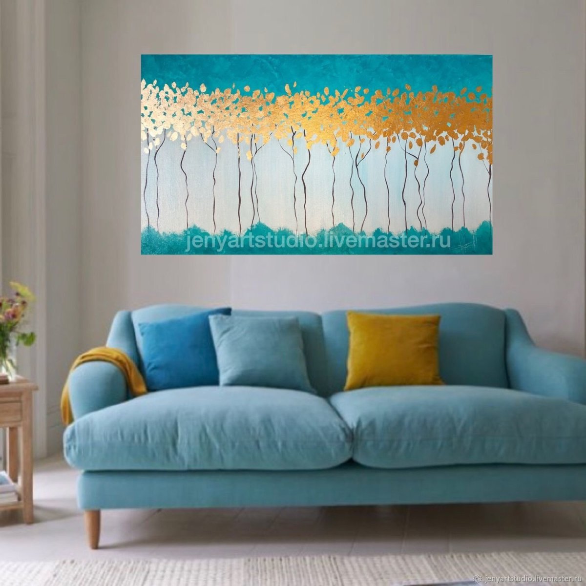 Диван морской волны в интерьере