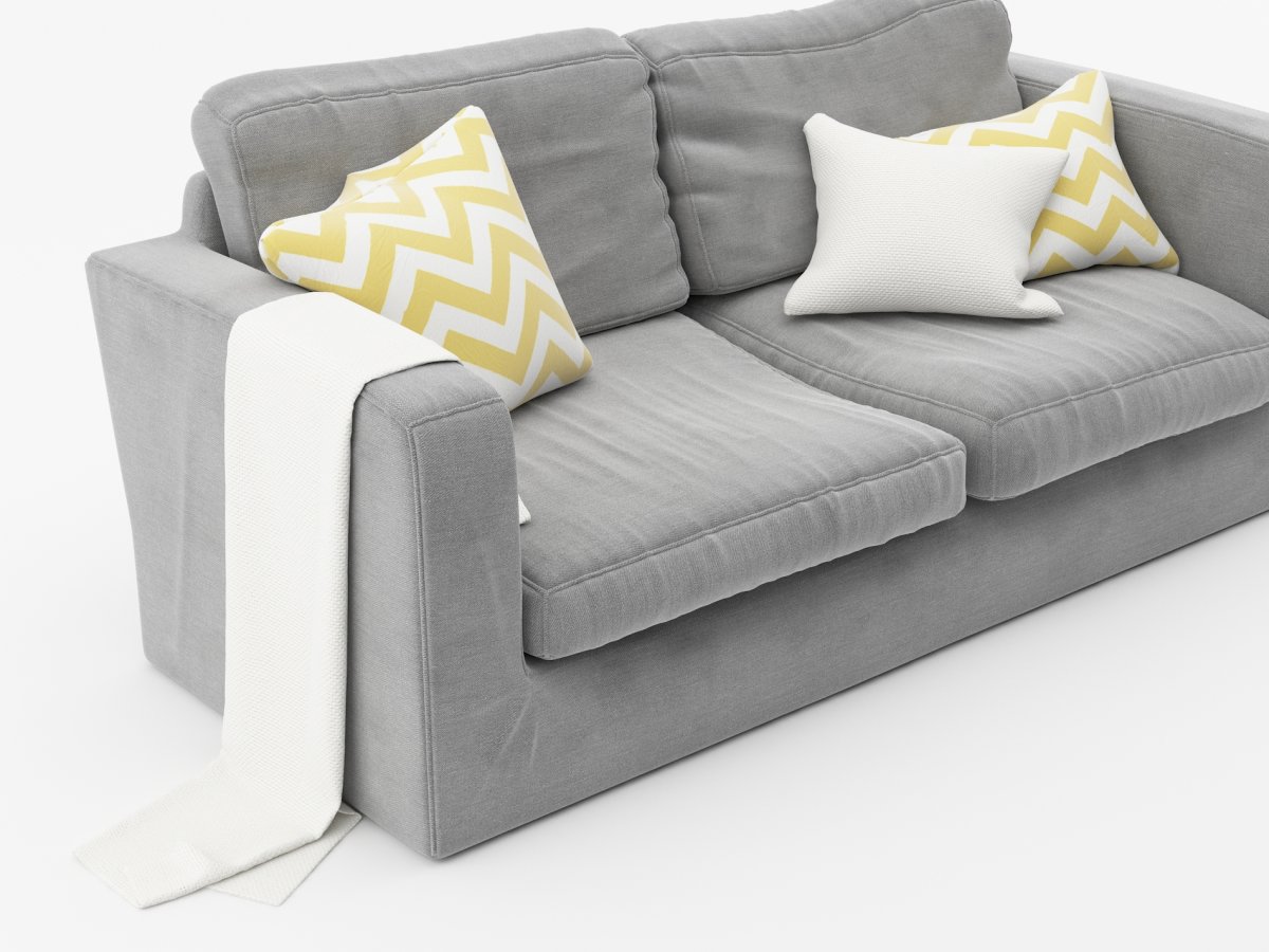 Серый диван с подушками
