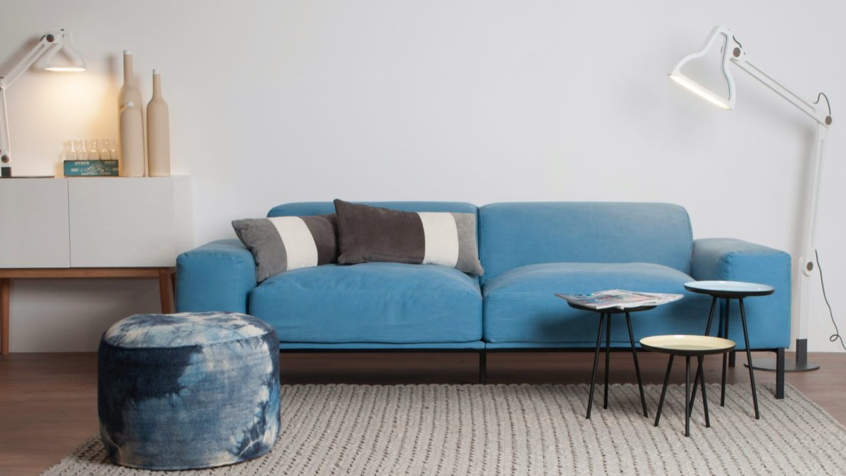 Кухня гостиная в серо голубых тонах