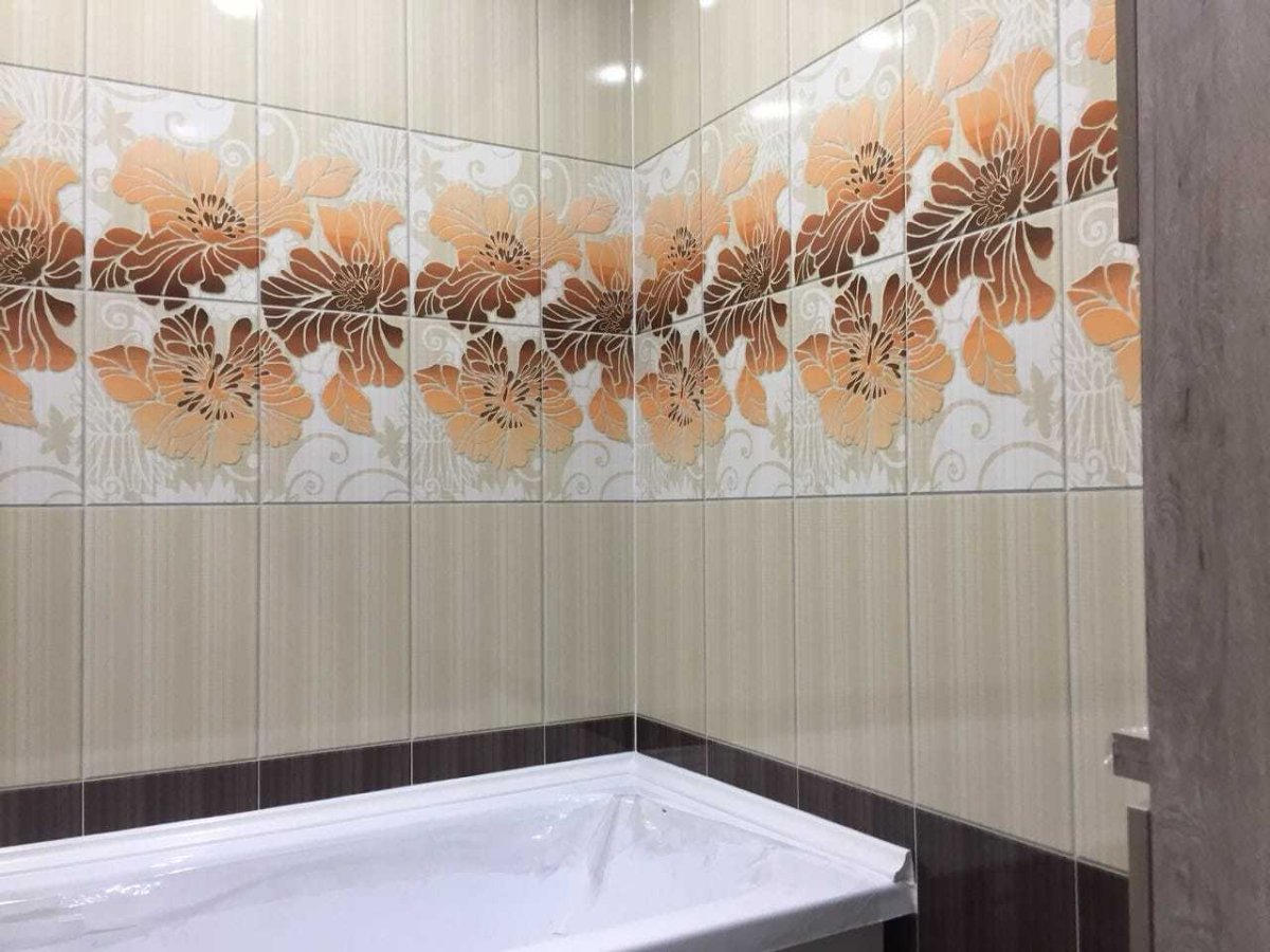 Пластиковые панели для ванной в коричневом цвете