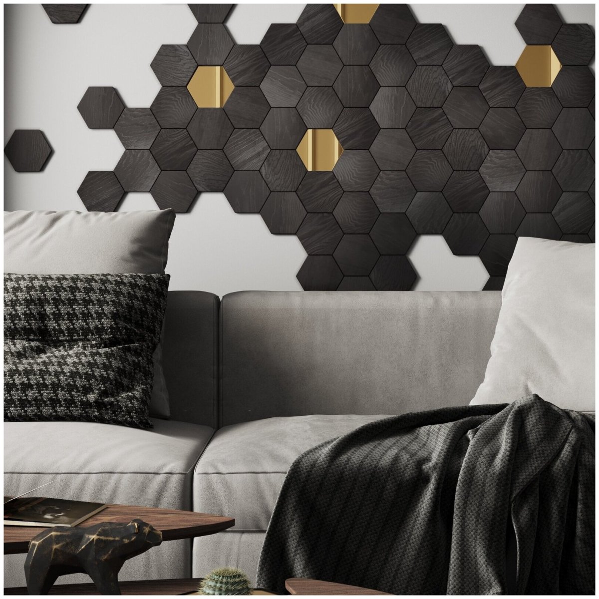 Деревянные стеновые панели 3d Hexagon