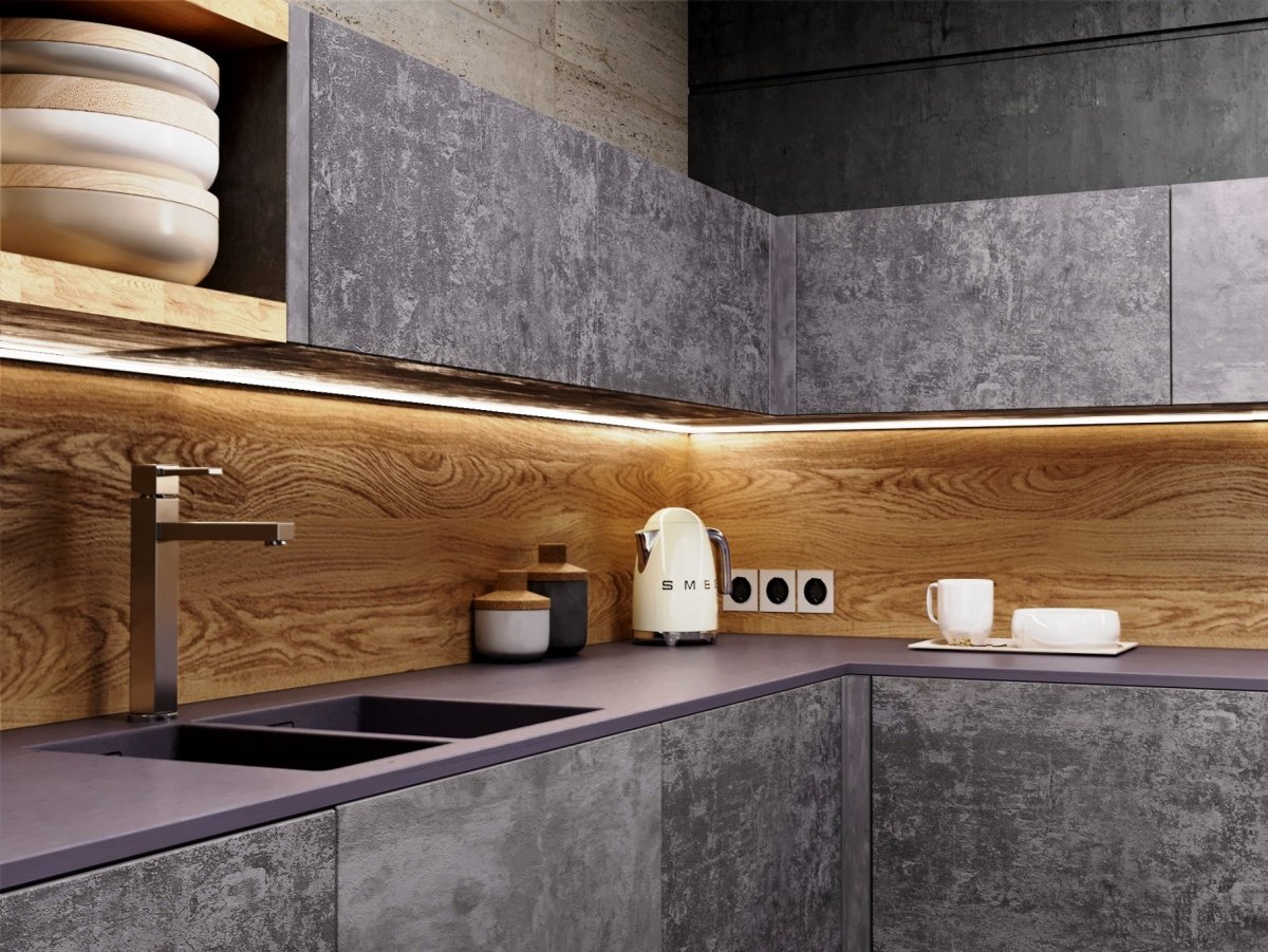 Отделка кухни искусственным камнем