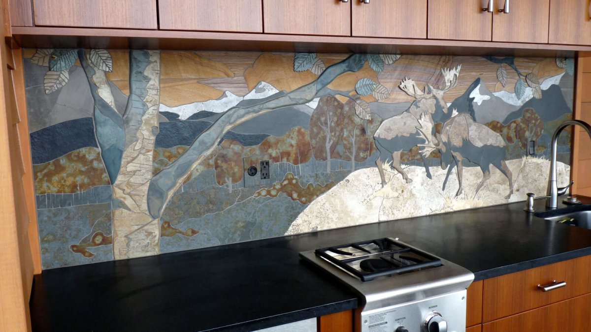 Гибкий камень для кухонного фартука