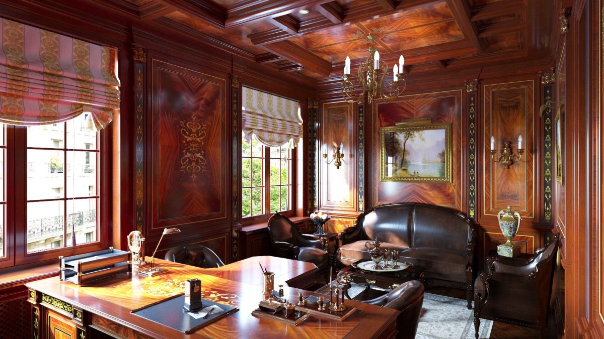 Кабинет в английском стиле в частном доме