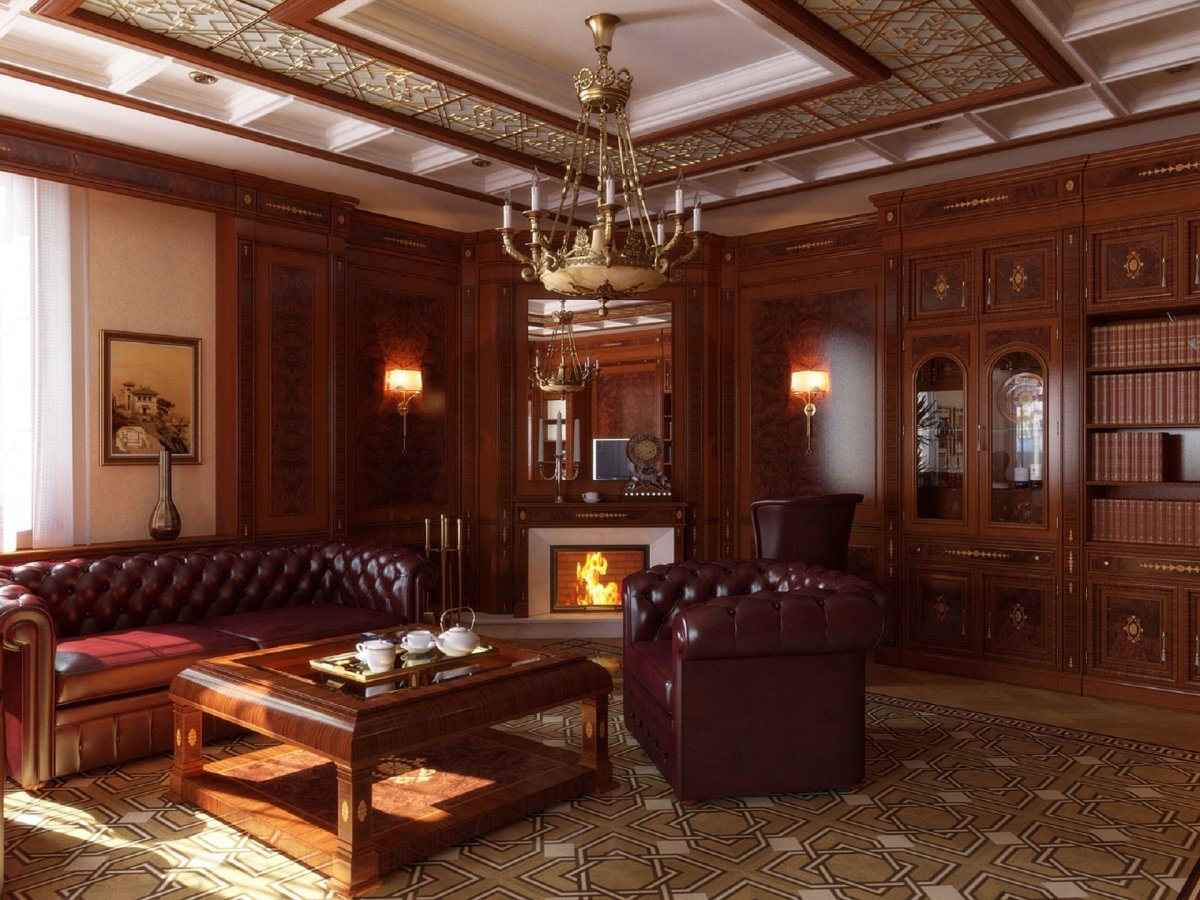 Кабинет из темного дерева