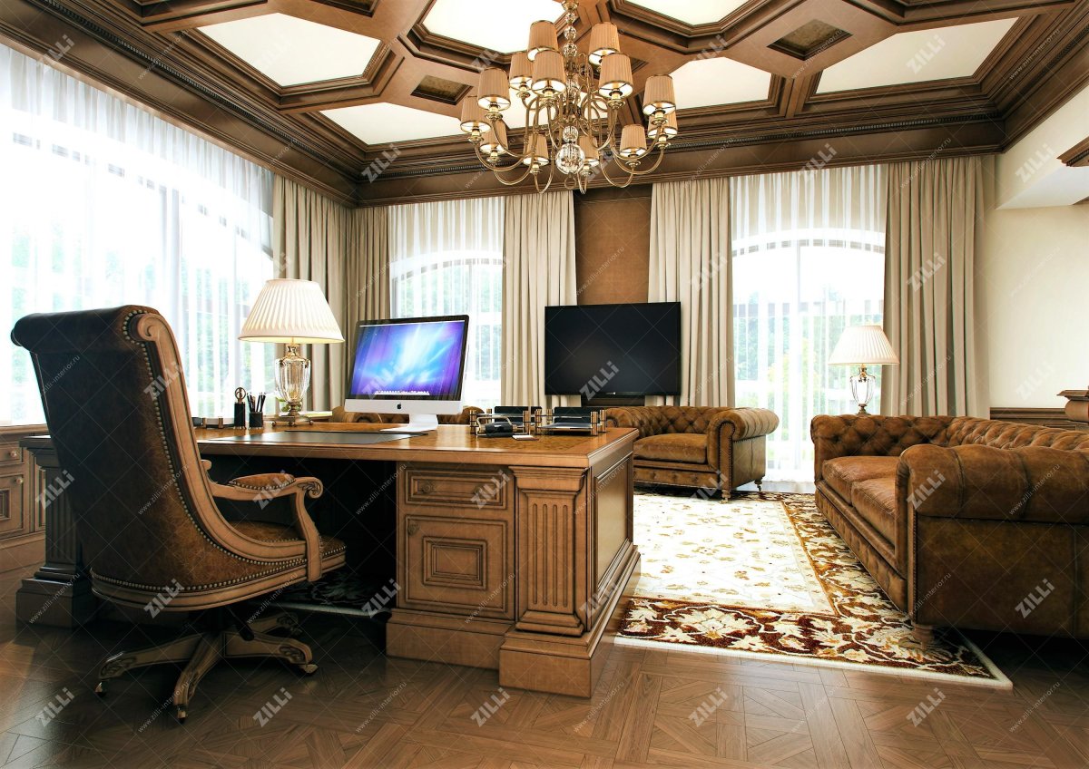 Кабинет с деревянными панелями