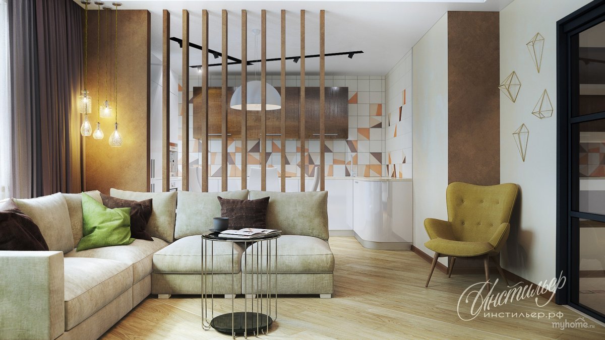 Гостиная лофт 16 кв м