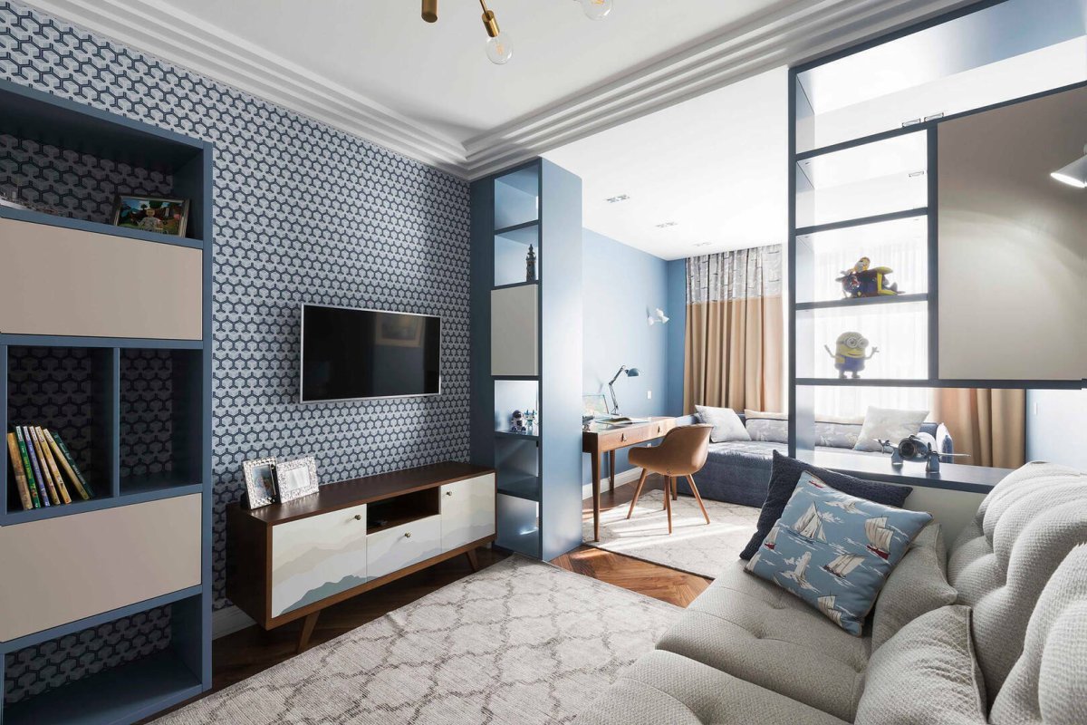 Спальня гостиная 18м2 экостиль