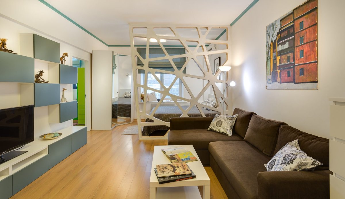 Зонирование гостиной и спальни