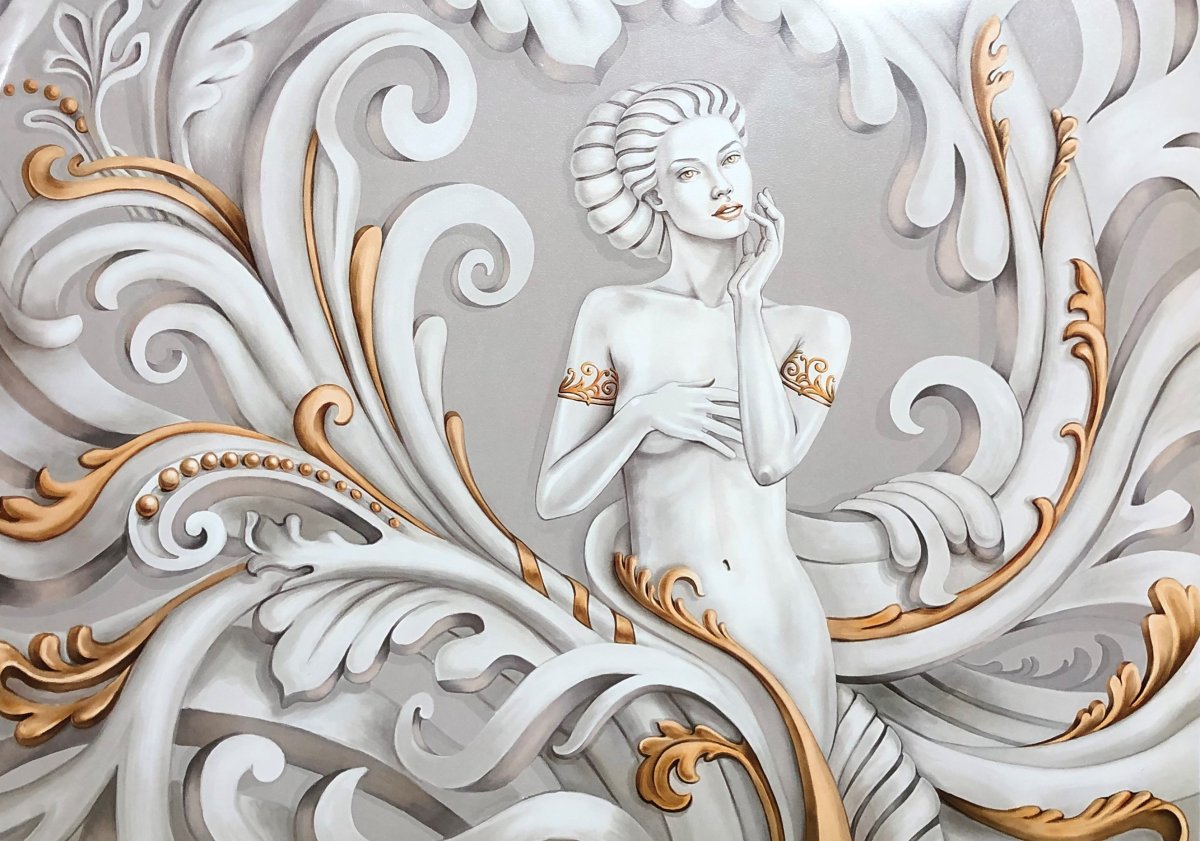 Барельеф золотого дракона