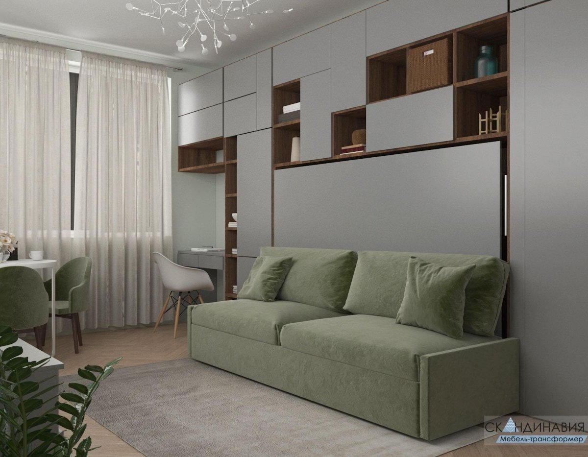 Гостиная с книжными полками