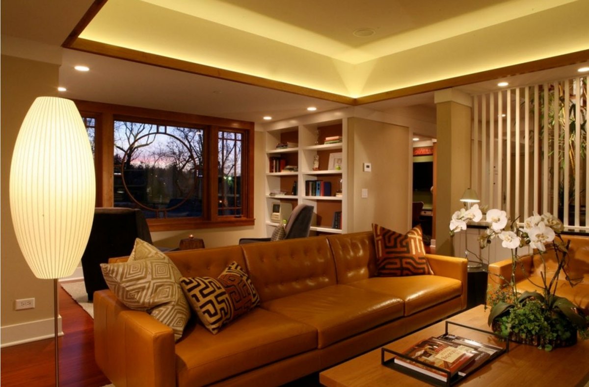 Зональное освещение в гостиной