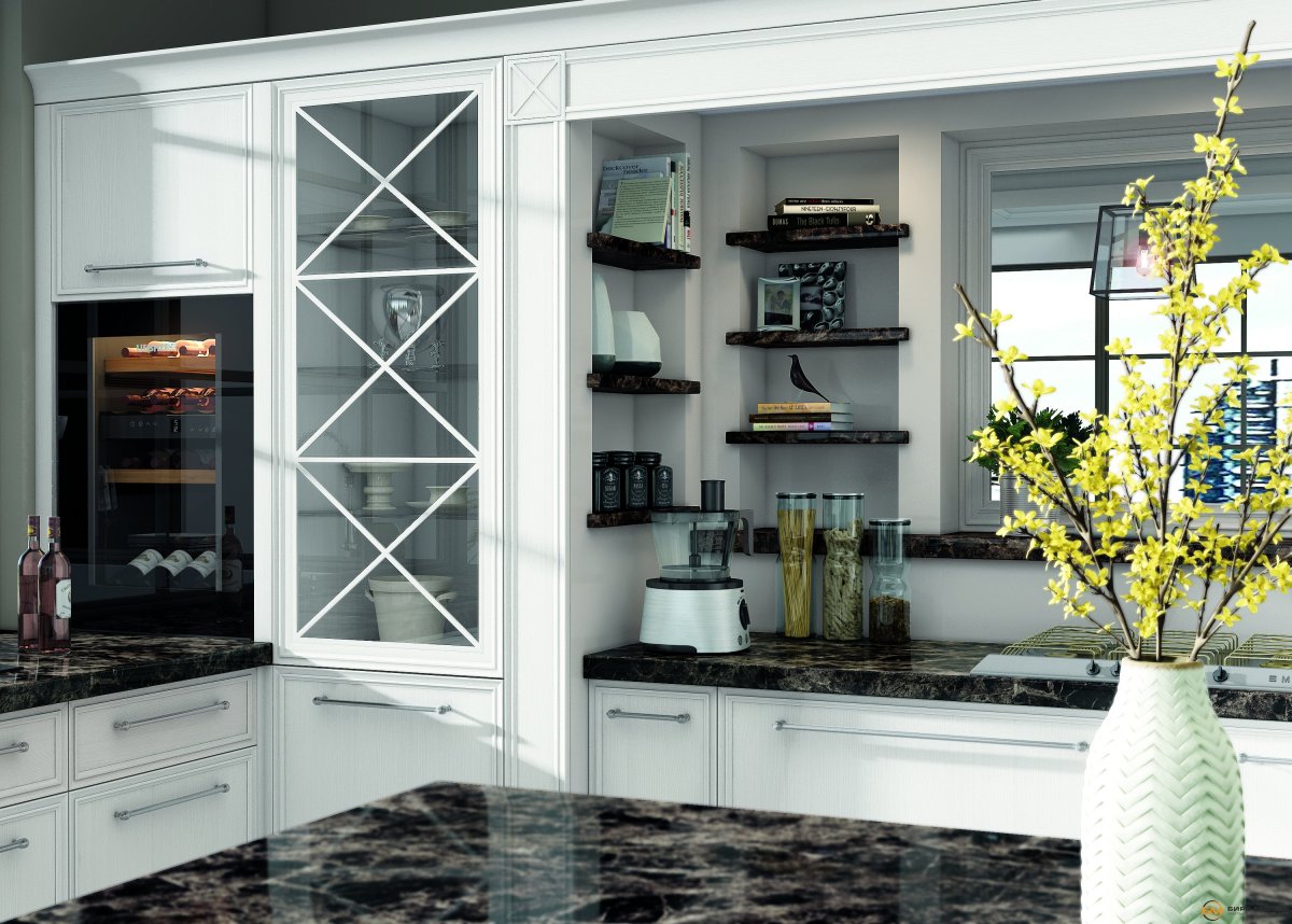 Кухня со стеклянными фасадами