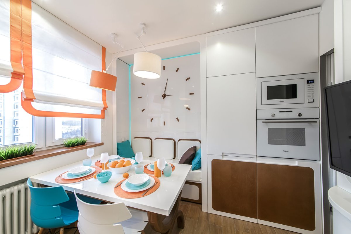 Интерьер треугольной кухни