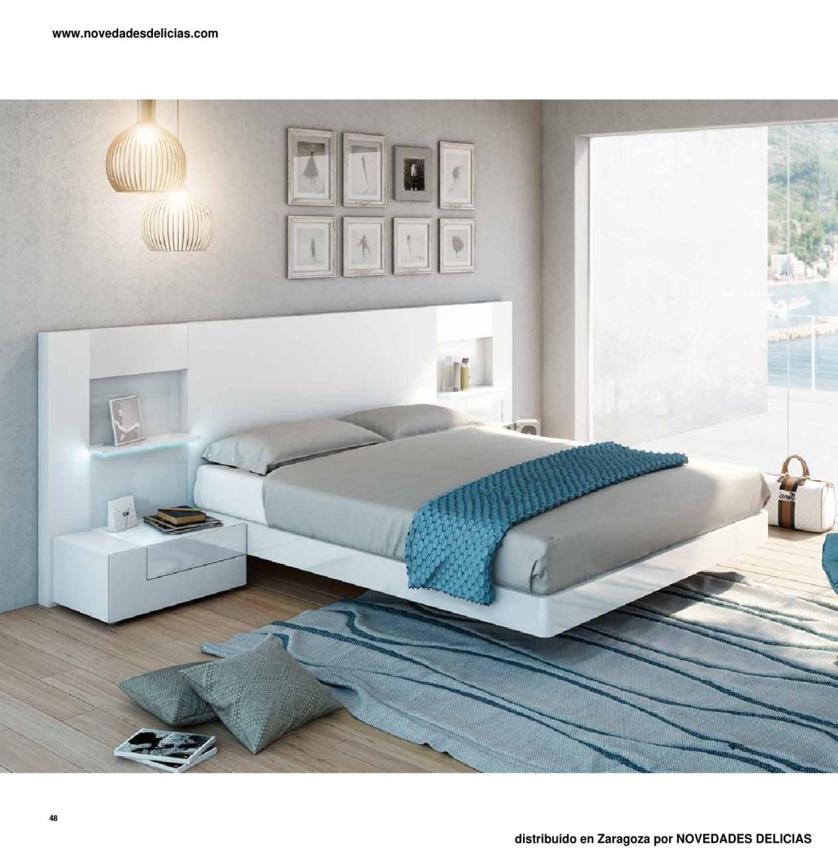 Кровать двуспальная белый глянец