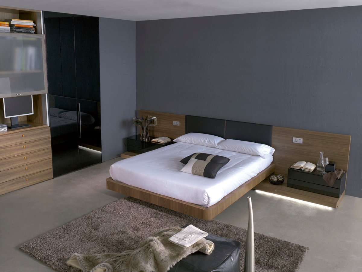 Спальня в минималистическом стиле в бежевых оттенках