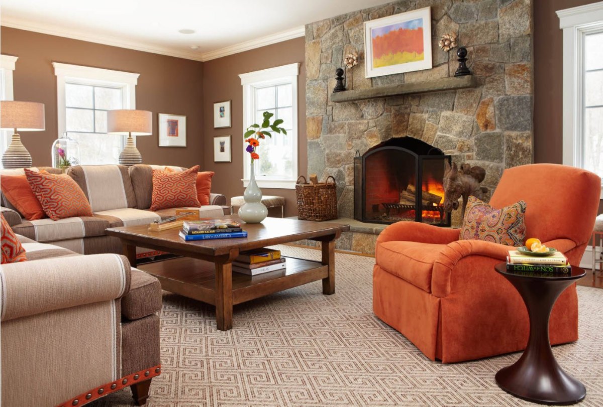 Рыжая мебель в интерьере