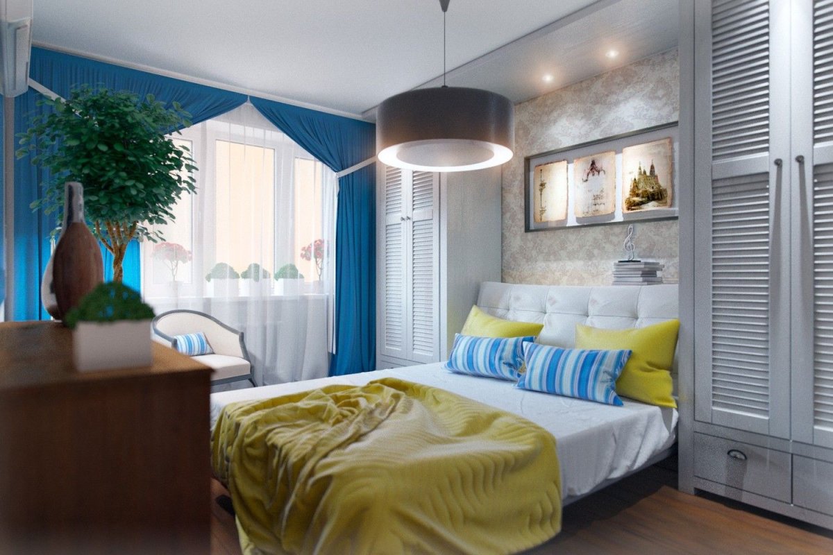 Спальня в синих тонах