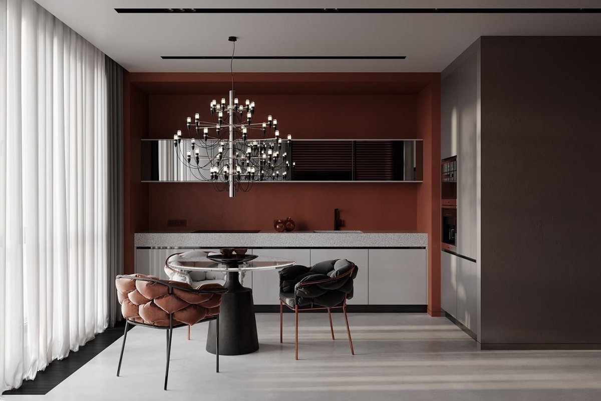 Кухня сшолн ьарной стойкой