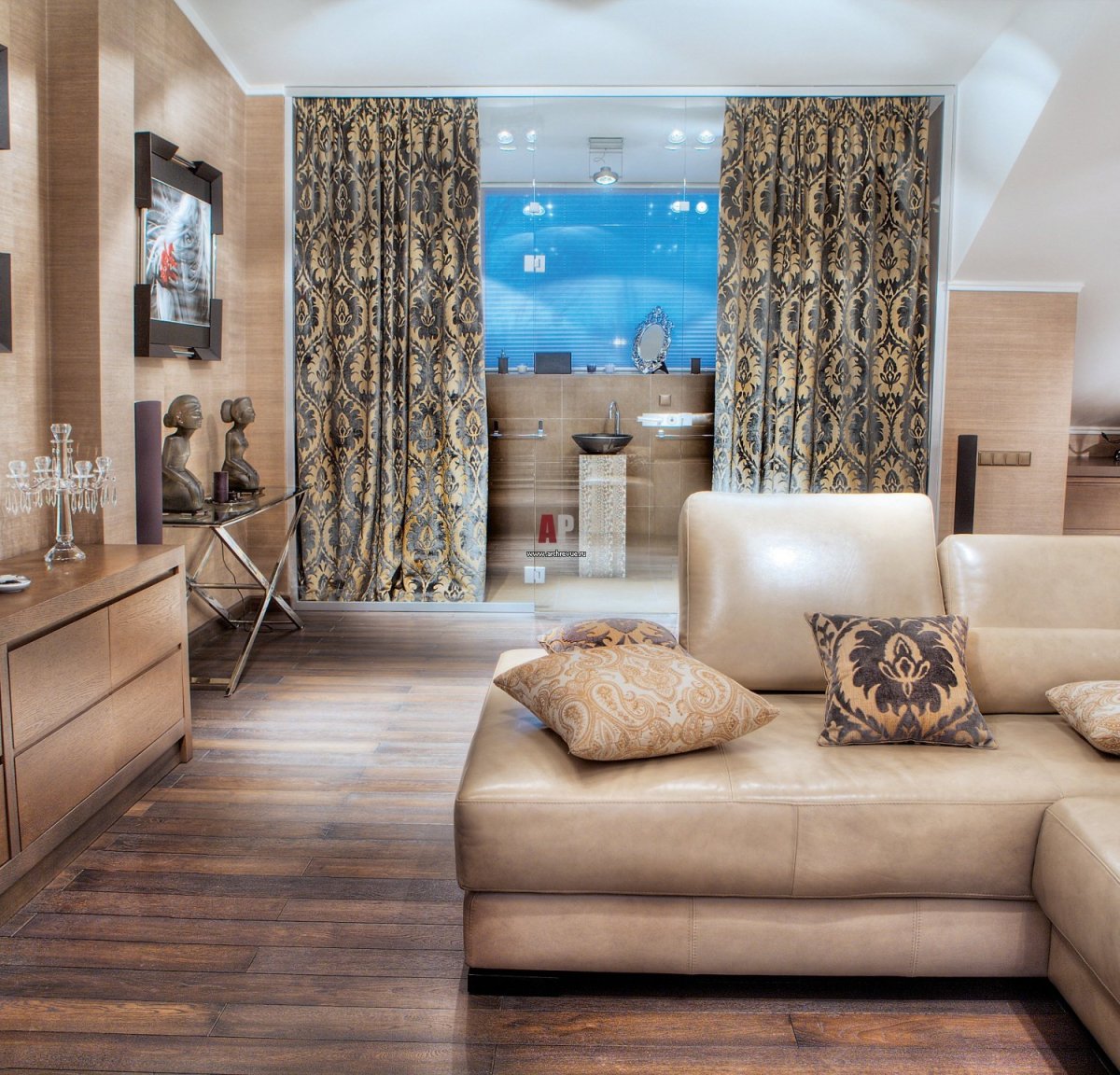 Шторы в гостиную в эко стиле