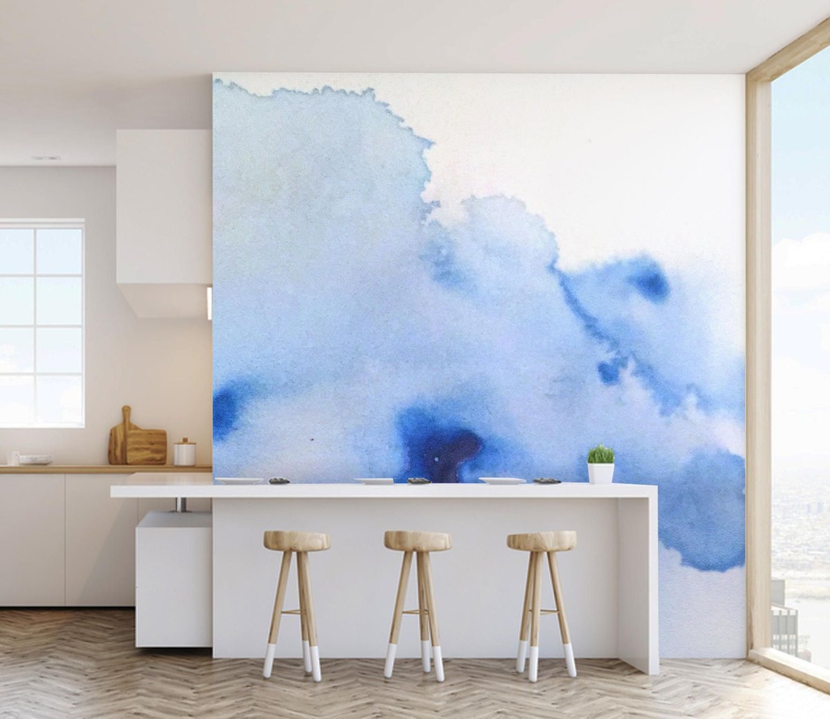 Акварель современные индиго черно белый