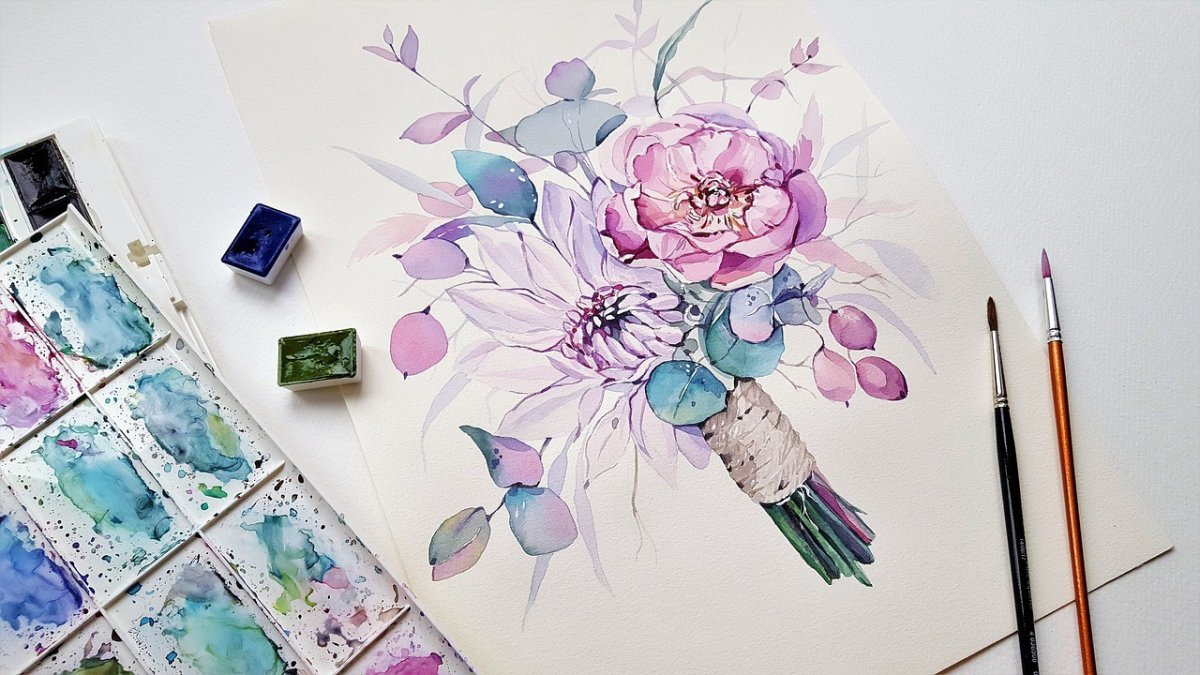 Акварельные фотообои в интерьере