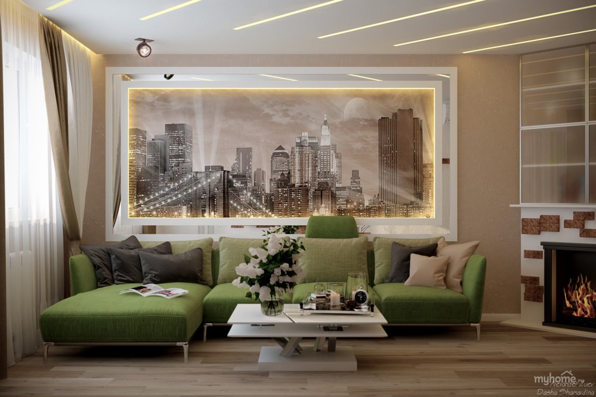 Фреска над диваном в гостиной