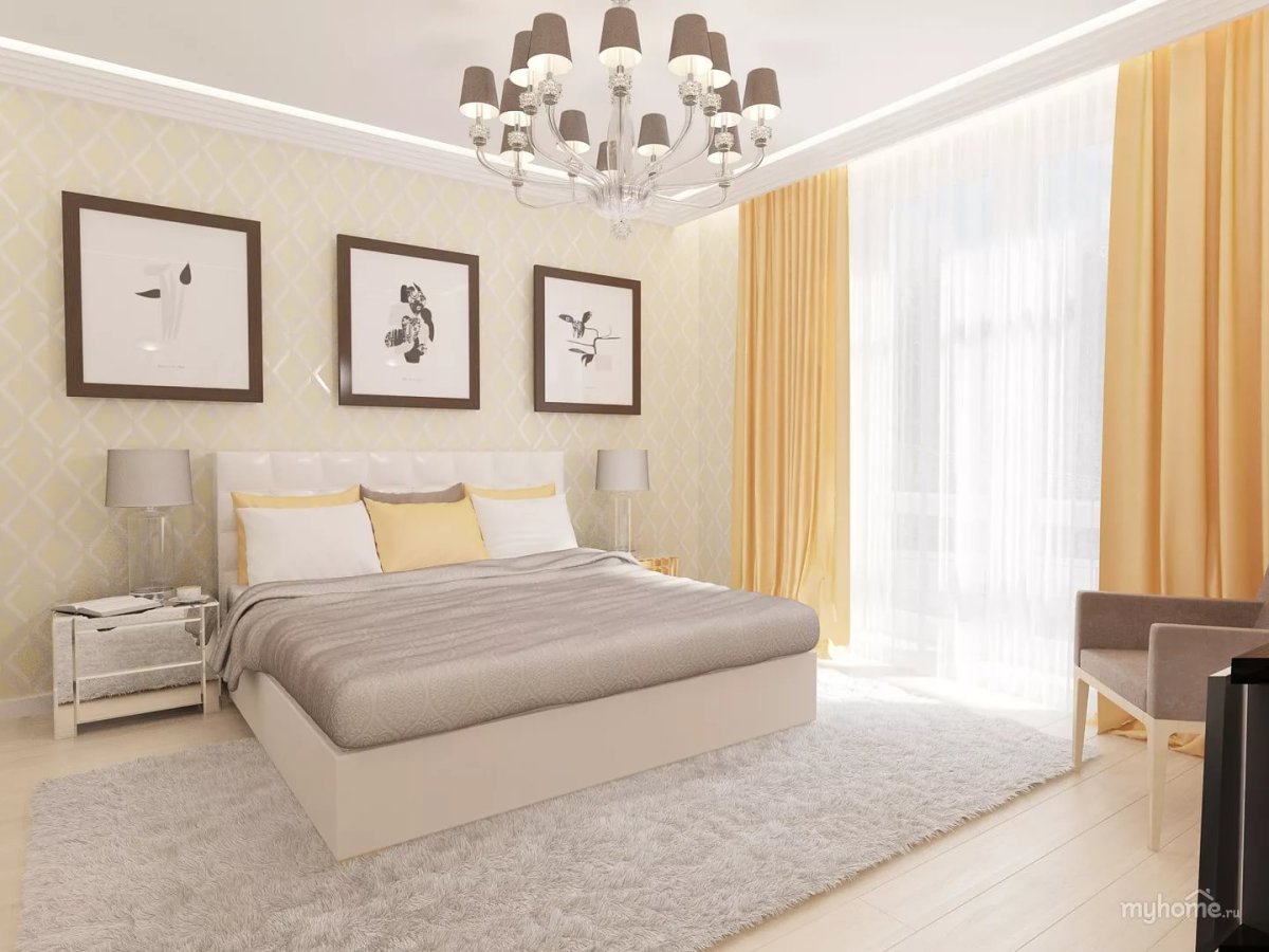 Спальня в светлых молочных тонах