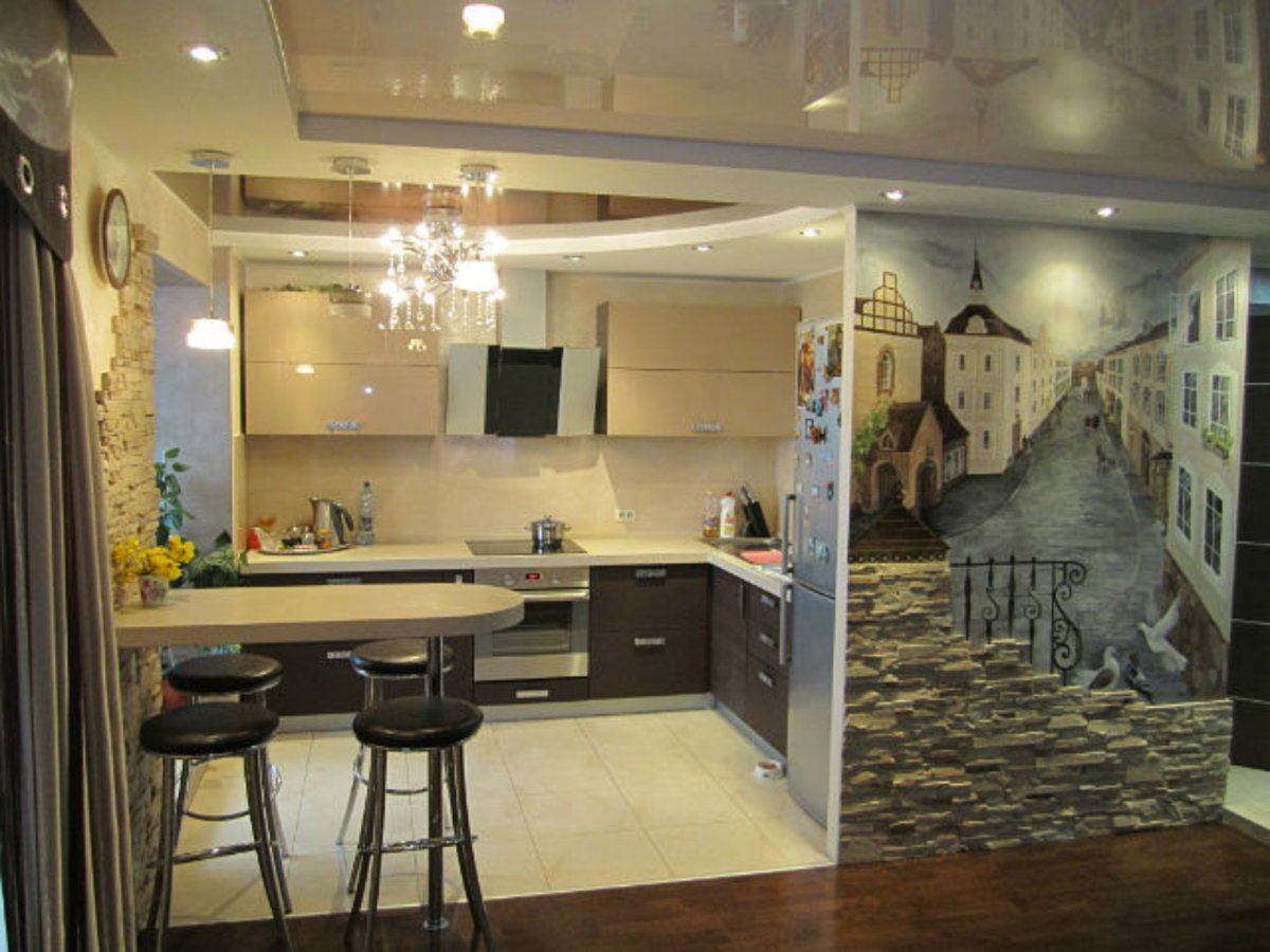 Интерьер кухни-гостиной 14кв