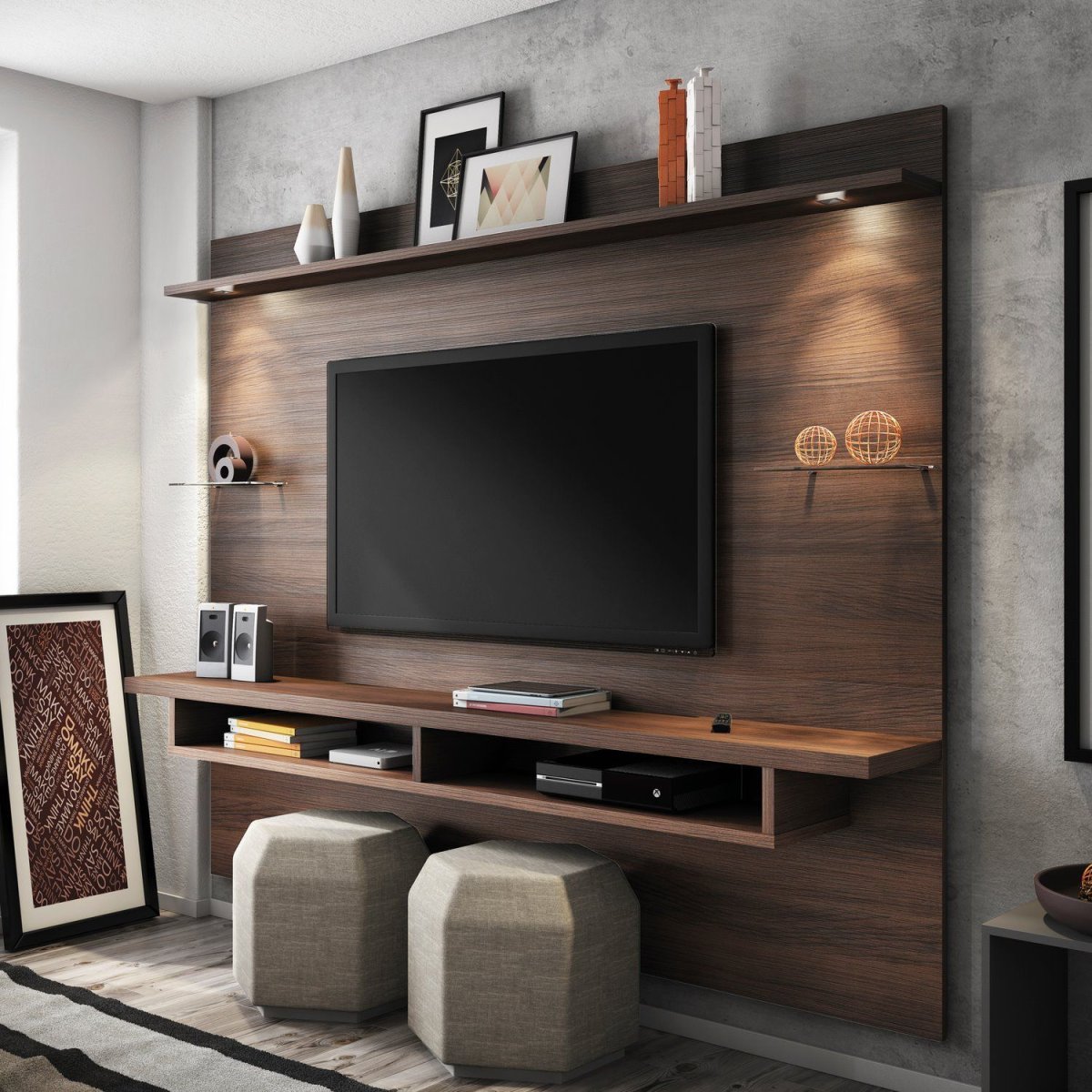 Стенка с телевизором на стене