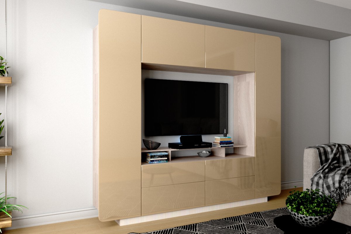 Гостиная из дерева в современном стиле