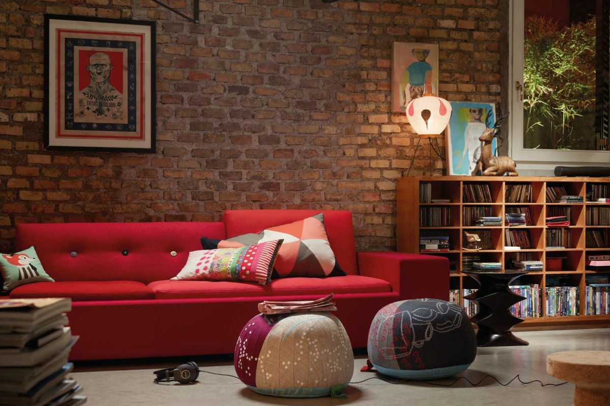 Гостиная в терракотовых тонах