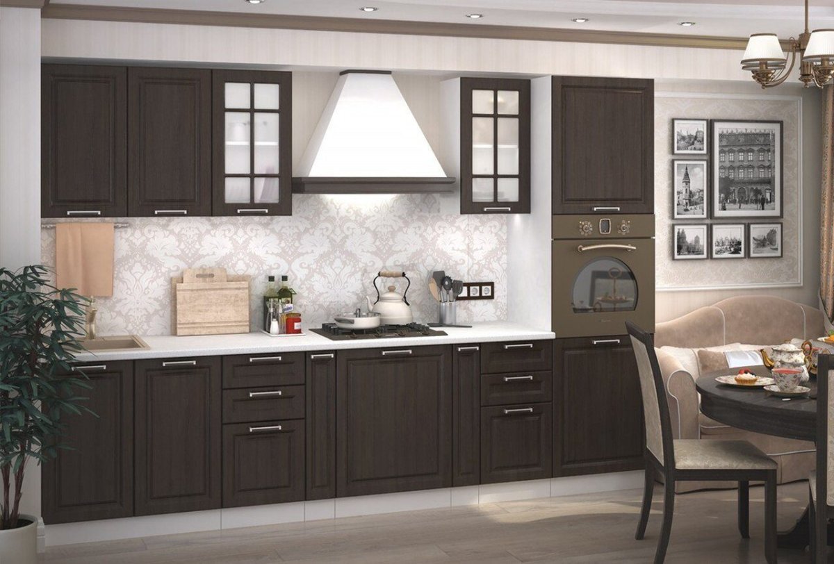 Кухня в салатно корочневом цвете