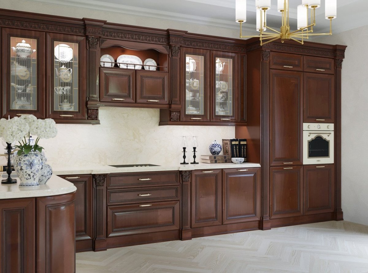 Кухня цвета махагон