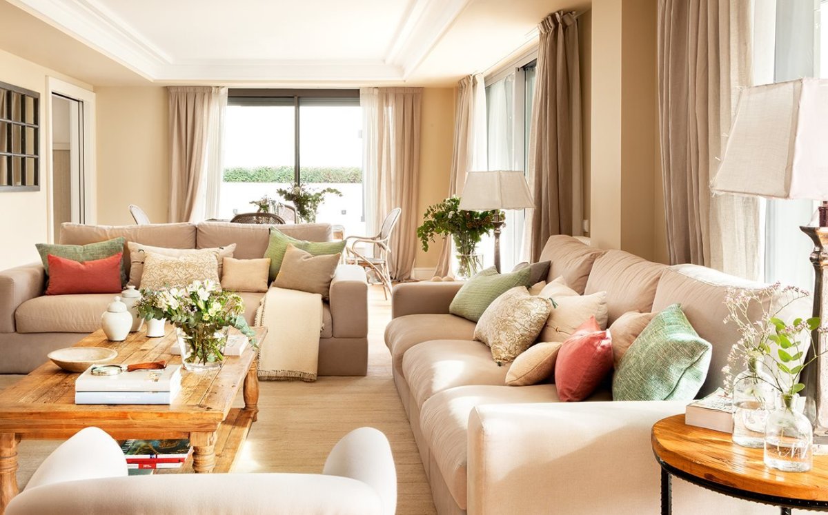 Песочный и зеленый цвет в интерьере