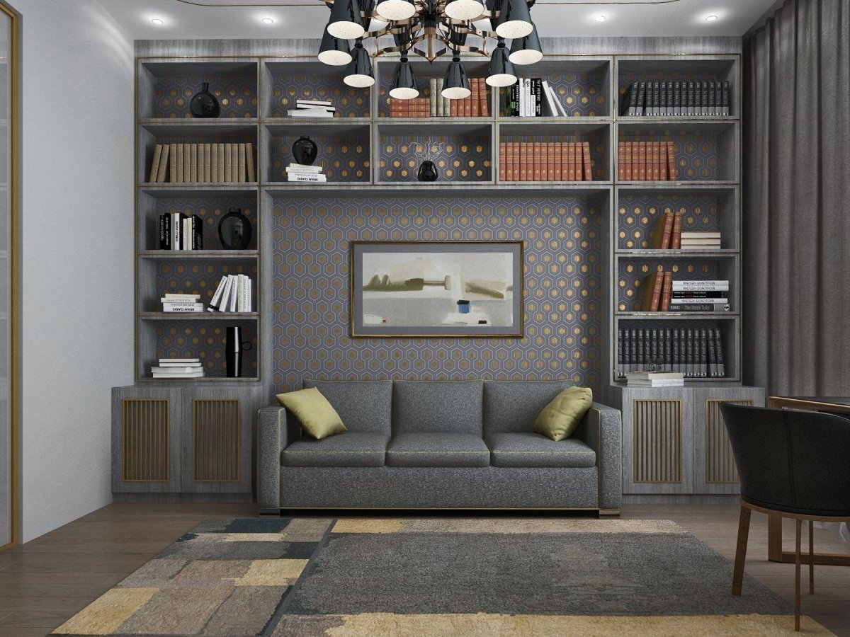 Полки за диваном