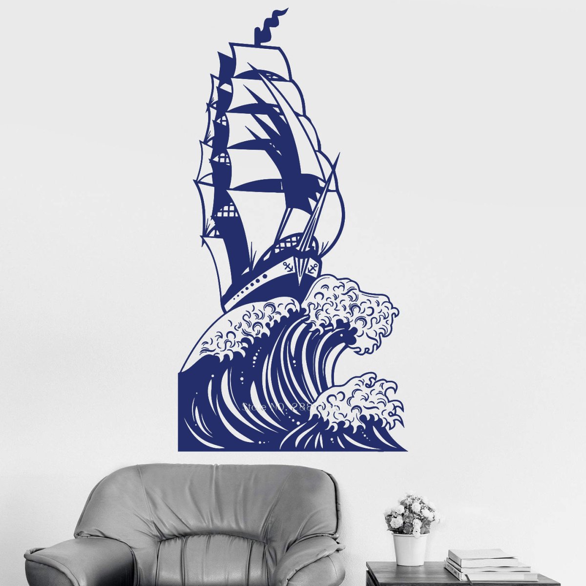 Трафарет парусника на стену