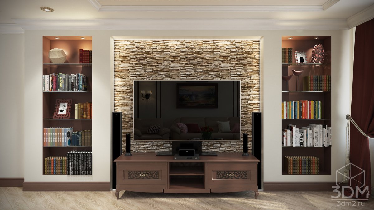 Ниша под телевизор в гостиной