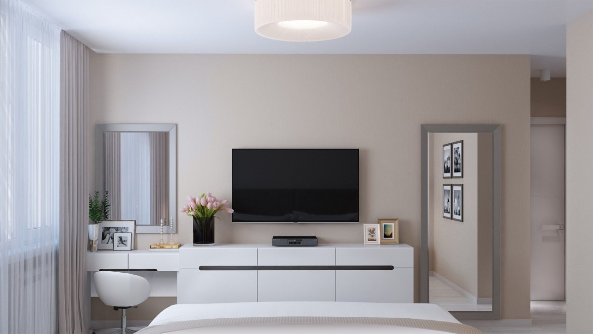 Телевизор в Светлом интерьере