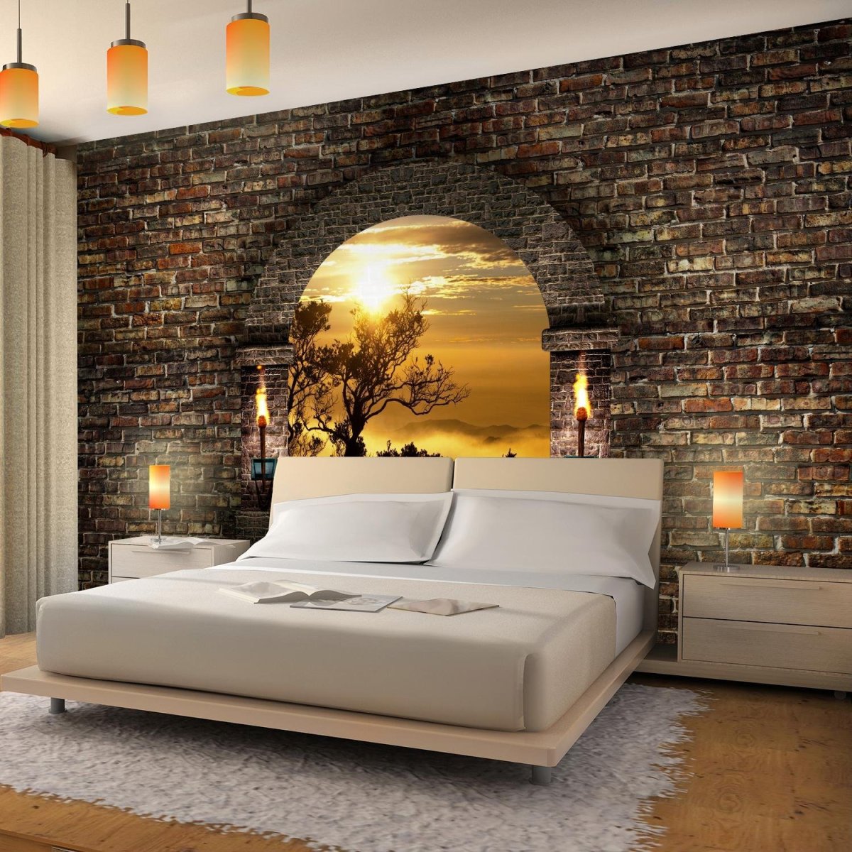 Декоративный кирпич в спальне