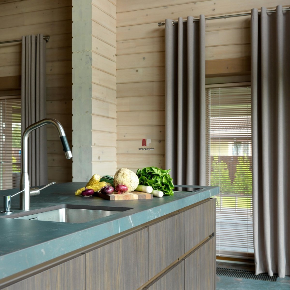 Современная баня с кухней