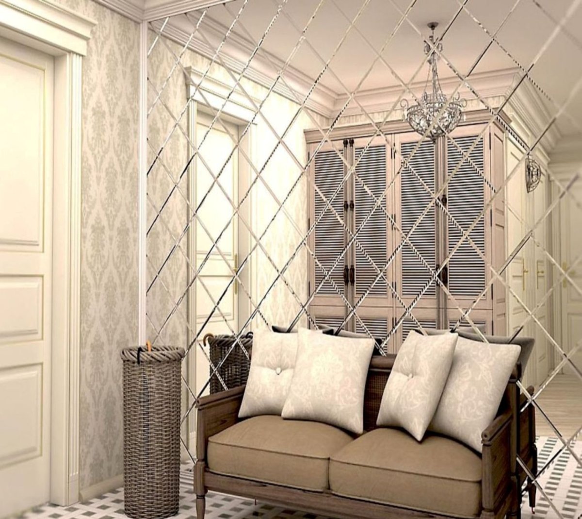 Зеркальное панно на стену