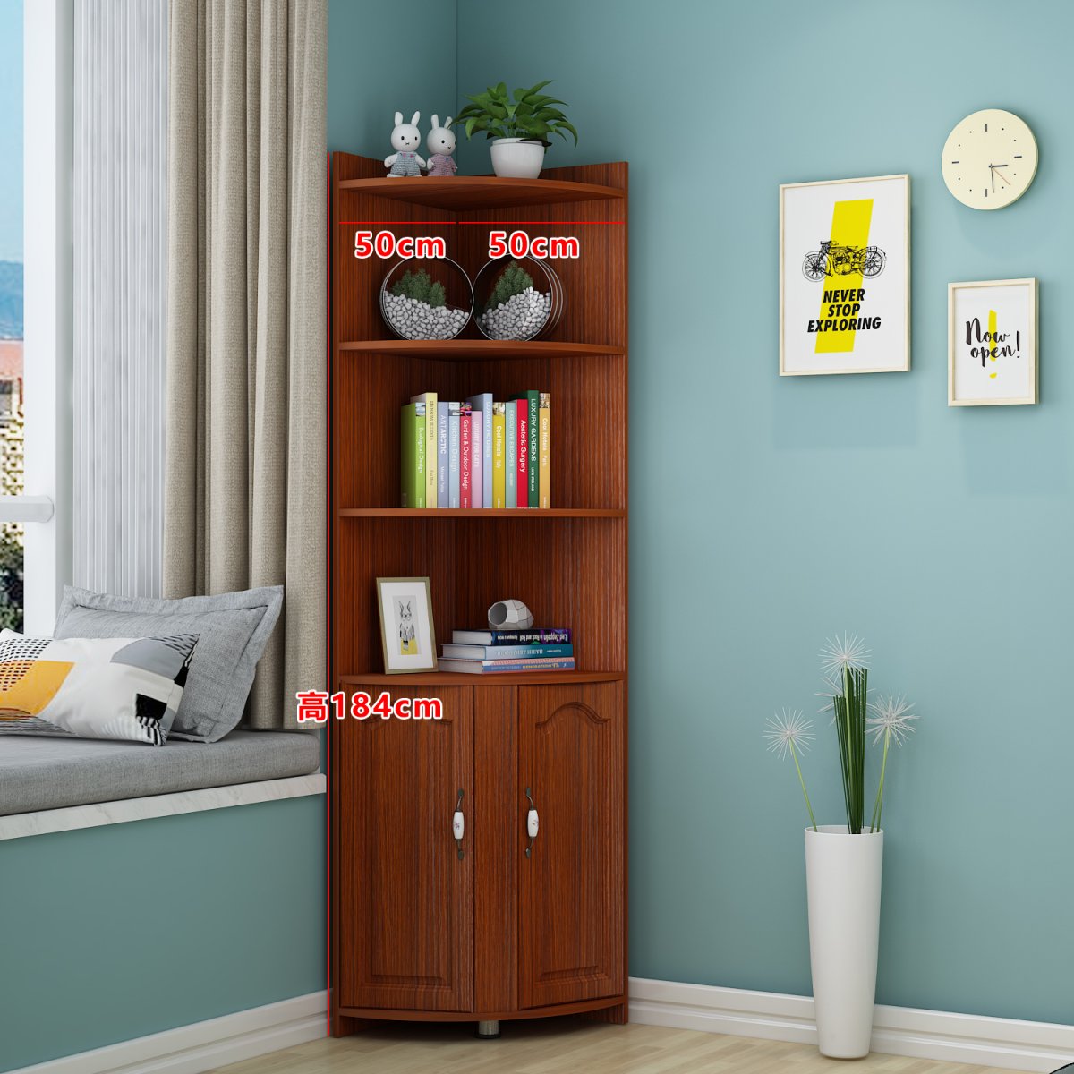 Шкаф с полками треугольный угловой