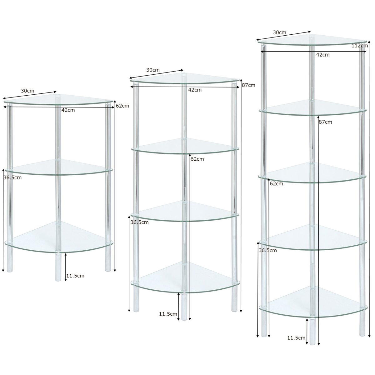 Угловой стеклянный стеллаж