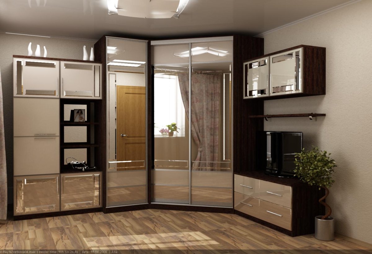 Угловой шкаф-купе в гостиную