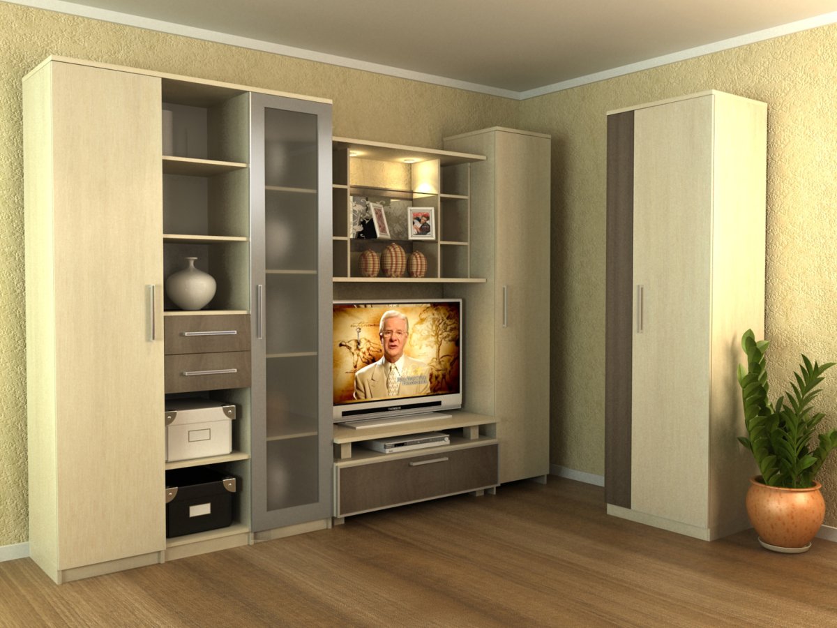 Угловая стенка в гостиную без телевизора