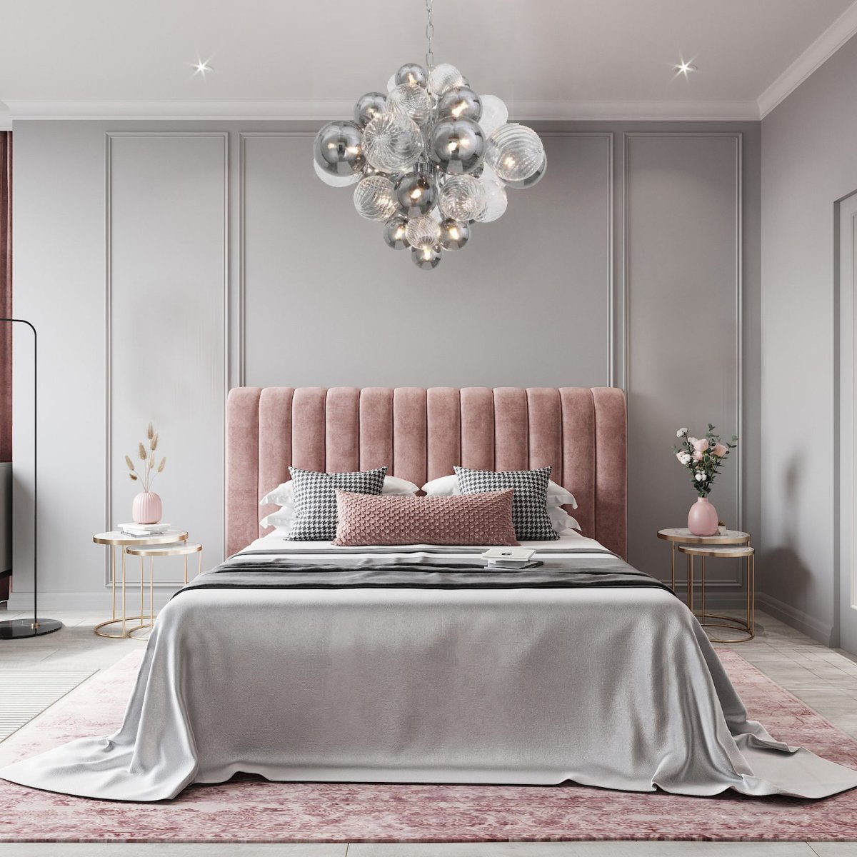 Спальня в серо розовых тонах