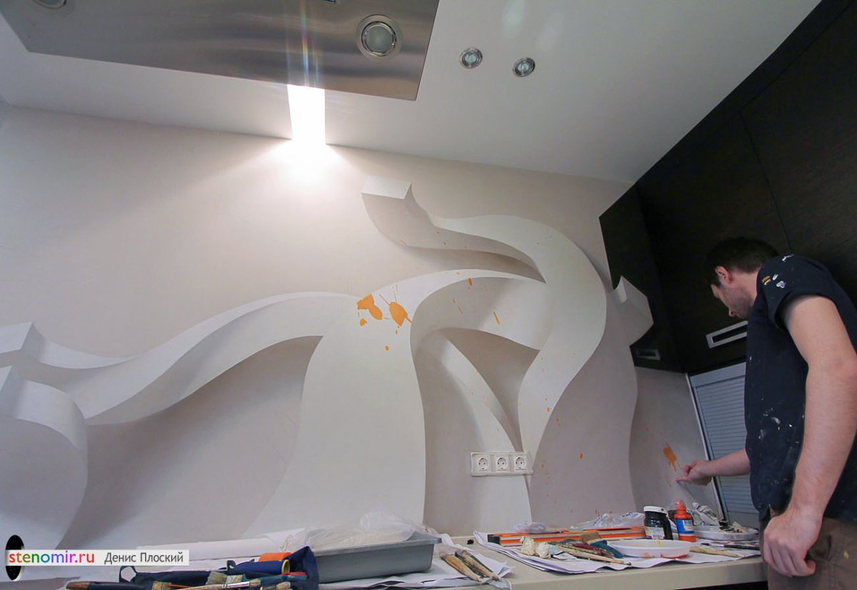 Фигуры из гипсокартона на стене